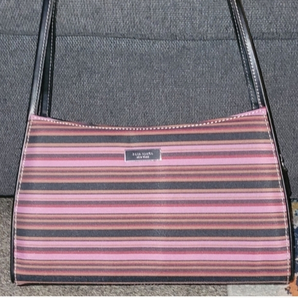 Kate Spade Striped Shoulder Bag With Removable Pouch - Picture 6 of 7